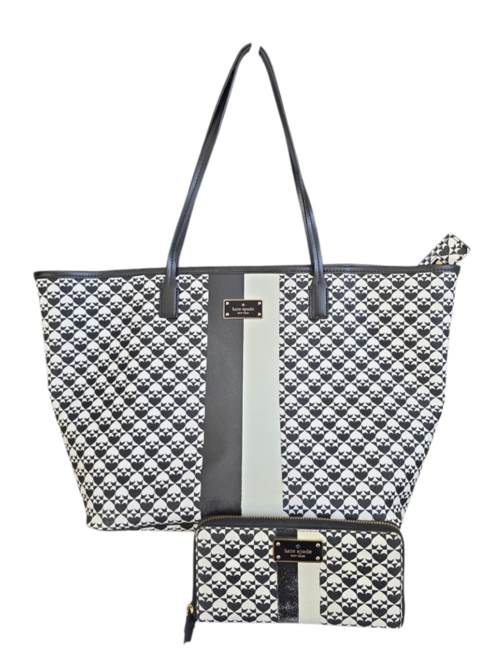 Kate Spade New York Penn Place Margareta Tote Bag & Wallet VGUC black white